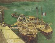Vincent Van Gogh Quay with Men Unloading Sand Barges (nn04) oil